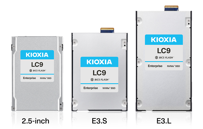 KIOXIA LC9 系列企業級 SSD (外型規格：2.5 吋、E3.S、E3.L)
